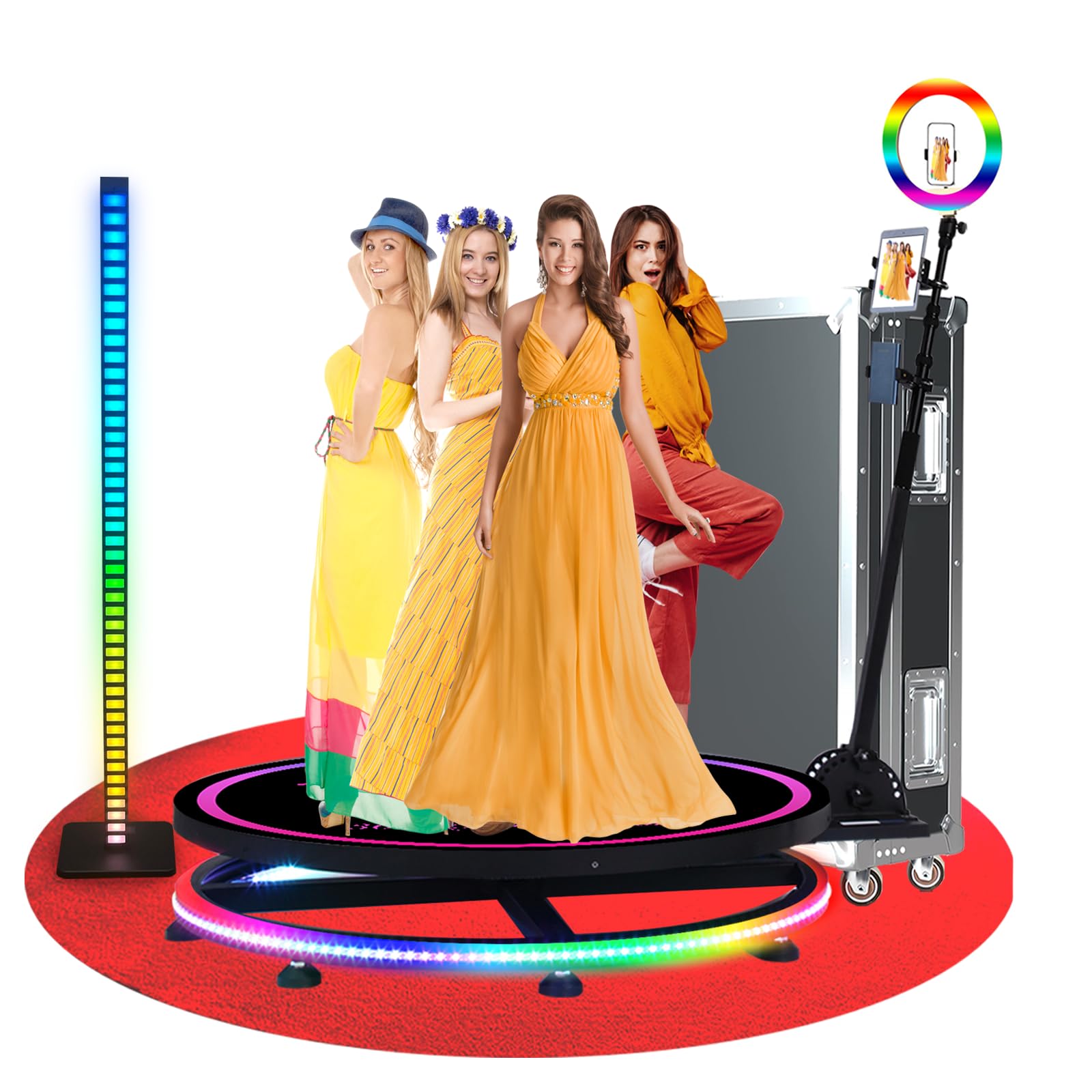 Kricikr 360 Photo Booth Machine For Parties,360 Camera Booth With Flight Case,Battery Pack,App,Custom Magnetic Logo,Etc Deluxe S